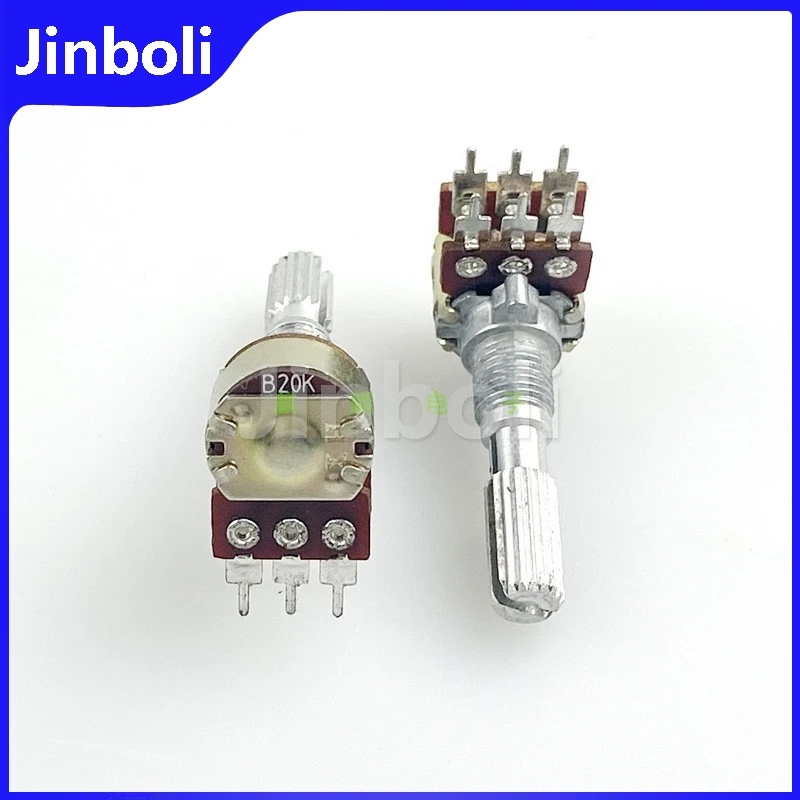 R1210G 12 Type B20K 6Pins Dual Speaker Amplifier Audio Treble And Bass Volume Potentiometer Flower Shaft Length 25mm 2PCS