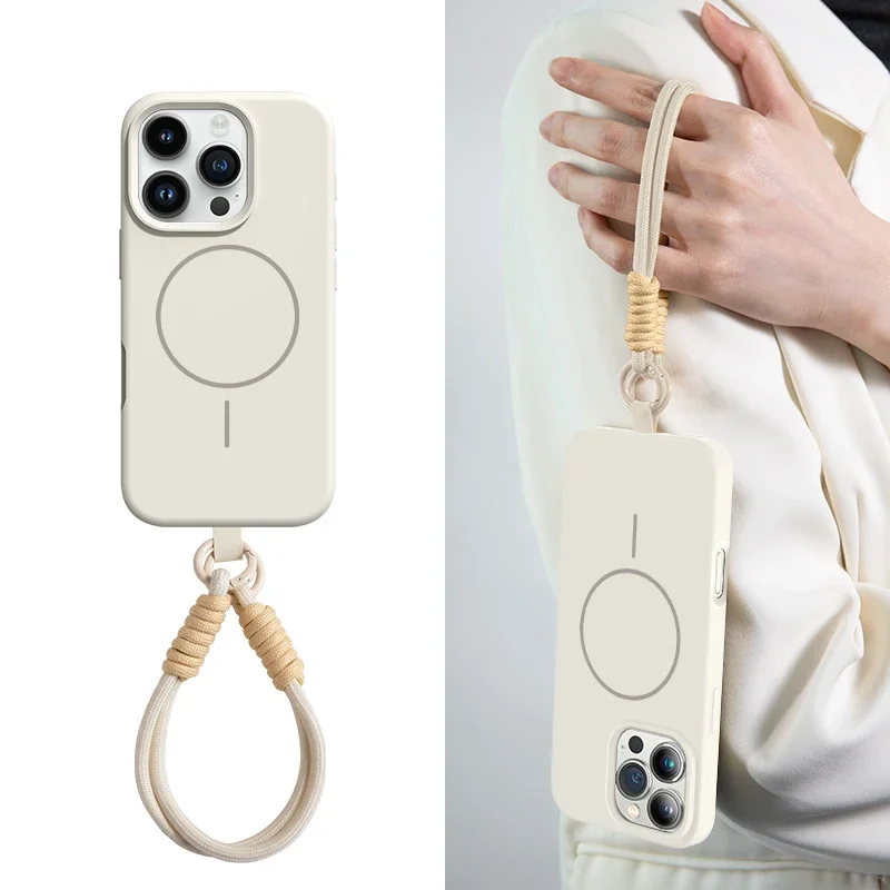 Premium Liquid Silicone Lanyard Strap Case with Magnetic Soft Cover