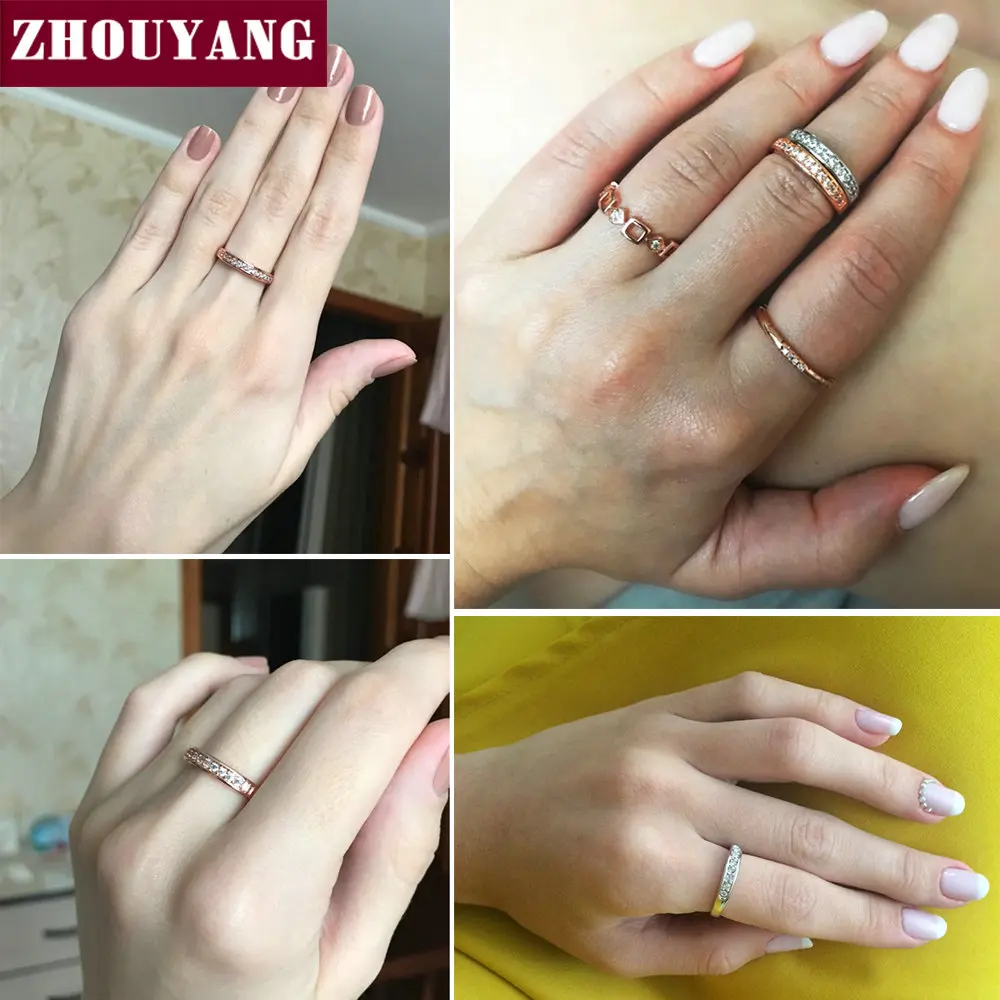 Wedding Ring Women Lover Classic Micro-inserts Cubic Zirconia Rose Gold Color R062