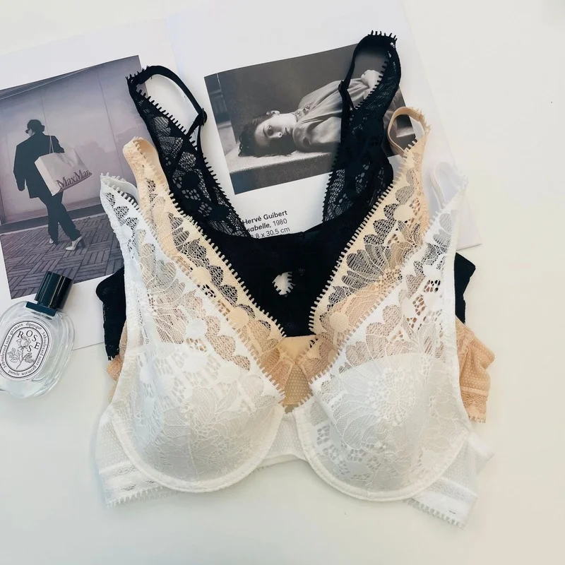 Fashion Sexy Bra 32 34 36 38 40 B C Big Cup French Lace Bra Spring Summer  Thin Cotton Cup Underwear Sexy Lingerie Push Up Bra - Bras - AliExpress