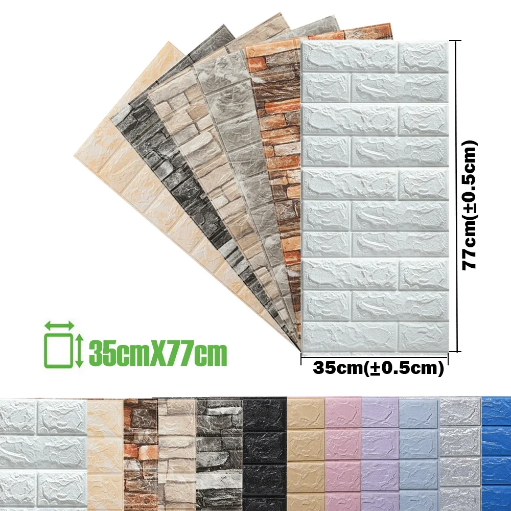 

35X77cm Foam 3D Wall Stickers Brick Self Adhesive Wallpaper Panels Home Decor Living Room Bedroom Decoration Bathroom Sticker