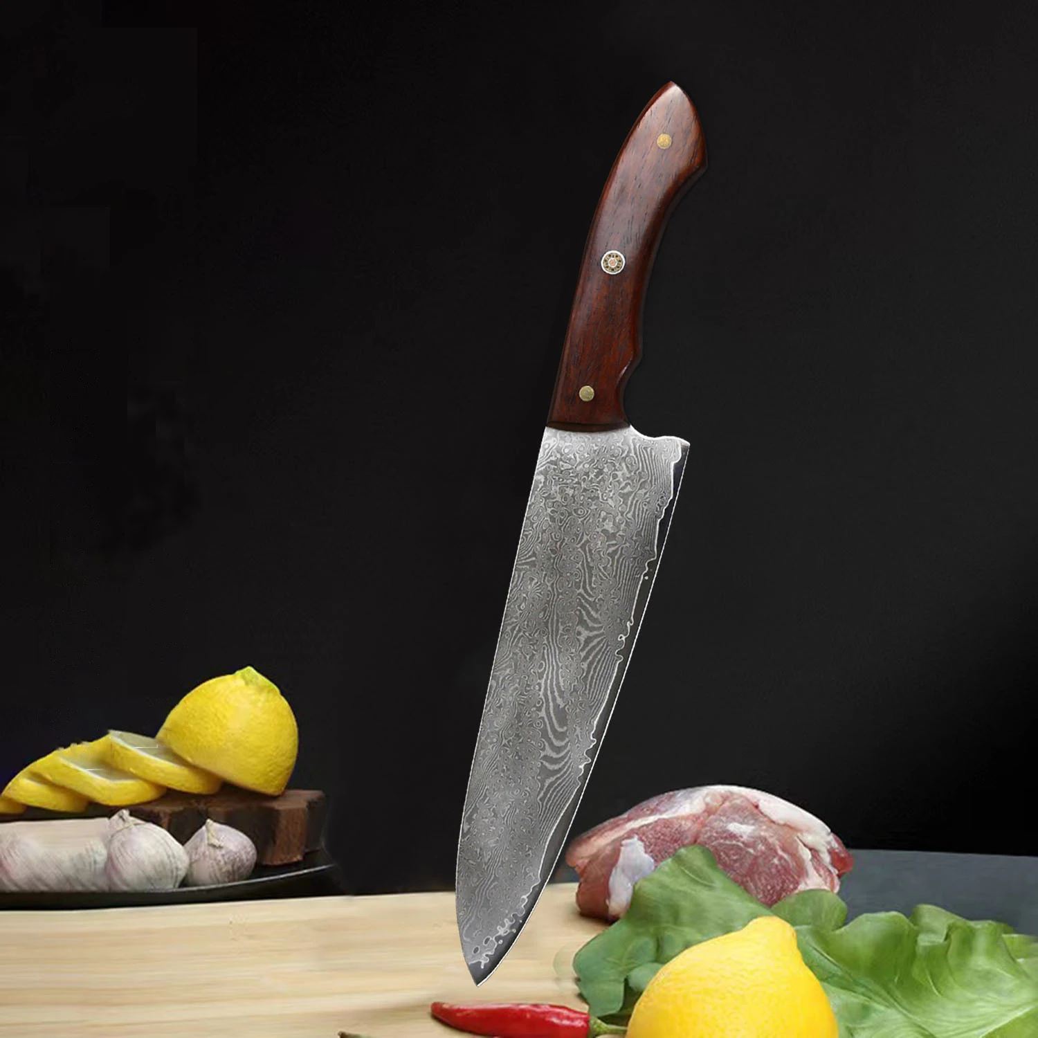 

8 Inch Chef Knife 67 Layer Damascus Steel Blade Rosewood Handle Sharp Cleaver Slicing Kitchen Knives For Cutting Vegetables Meat
