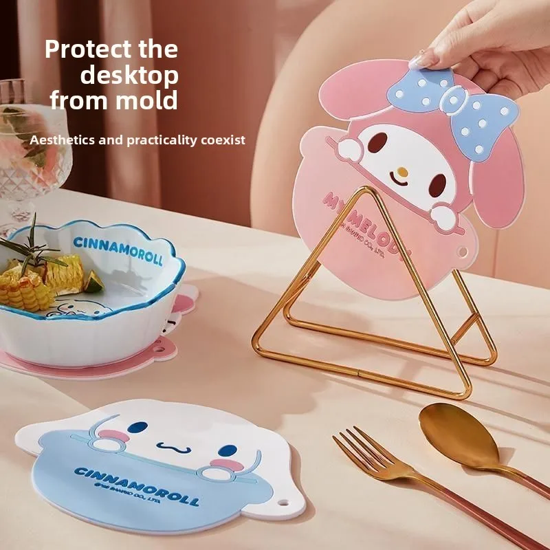 Charming Kawaii Pink Rabbit Silicone Heat-Resistant Kitchen Mat - Cute Cartoon Print, Non-Slip Decorative Gift