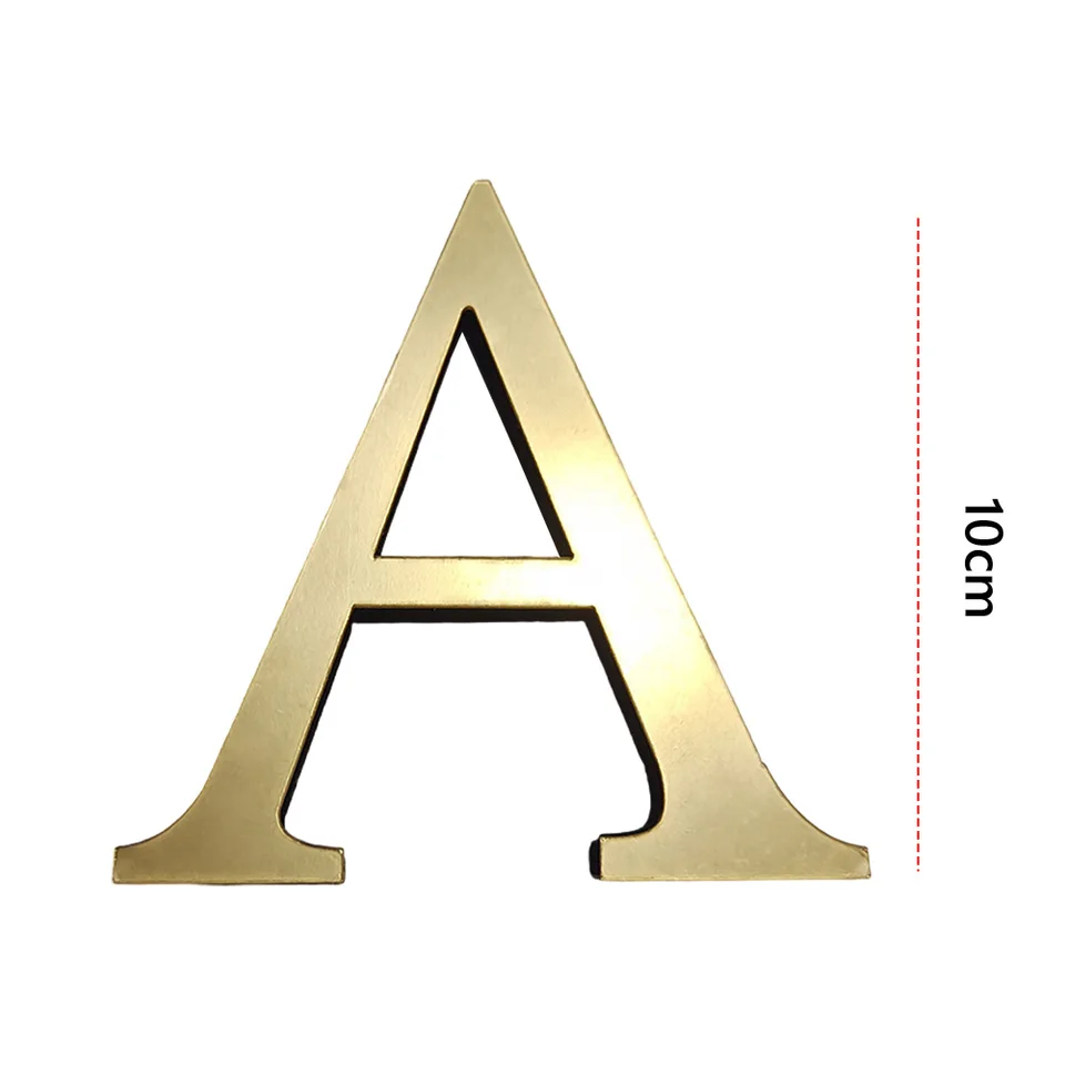 Gold Acrylic English Alphabet Wall Stickers Set
