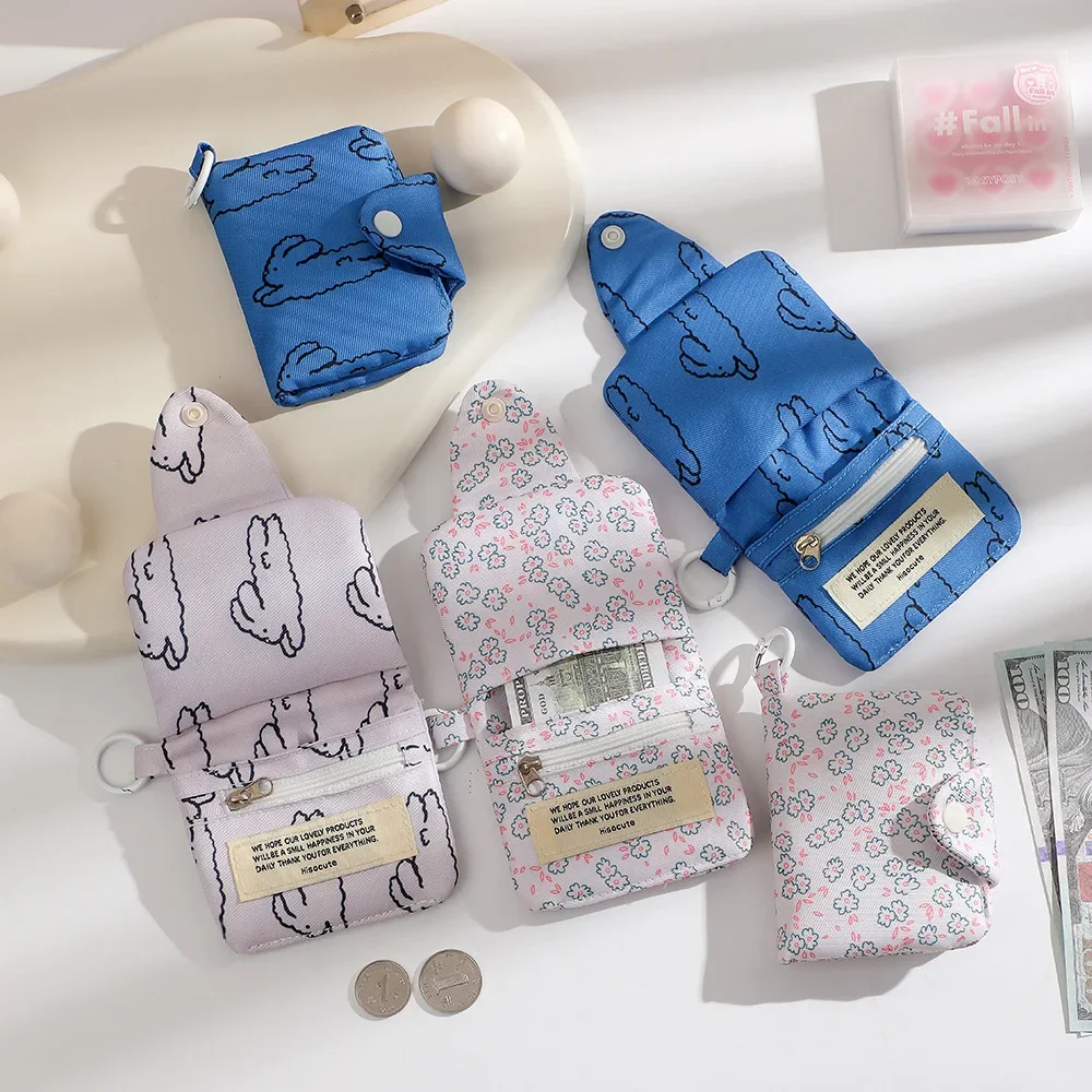 Card Holder Korea Style Cartoon Fabric Bags Mini Storage Pouch Keychain Pendant Charm