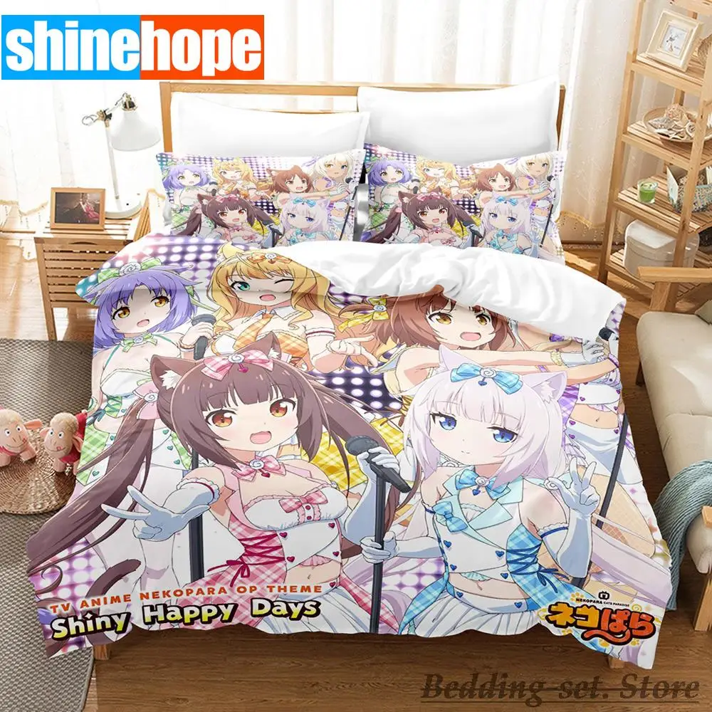 

NEKOPARA OVA Bedding Set Single Twin Full Queen King Size Bed Set Adult Kid Bedroom Duvetcover Sets Anime Parure De Lit Bed