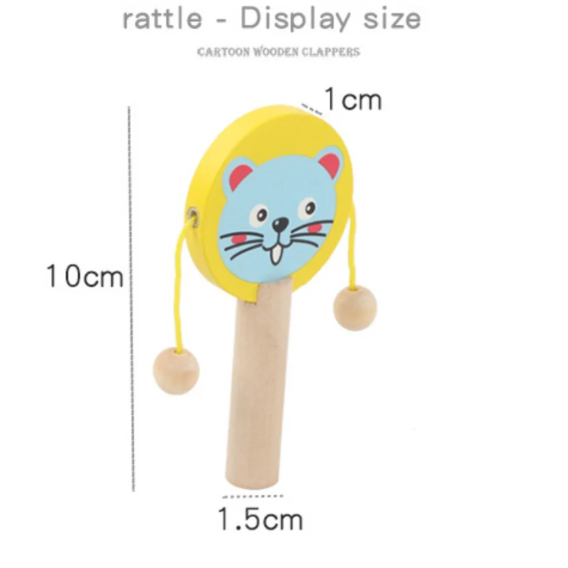 Kids Cartoon Wooden Rattle Drum Handle Clapping Castanets Board For Baby Musical Instrument Preschool Early Educational Toys early education toys,educational toys,music toys,musical instrument