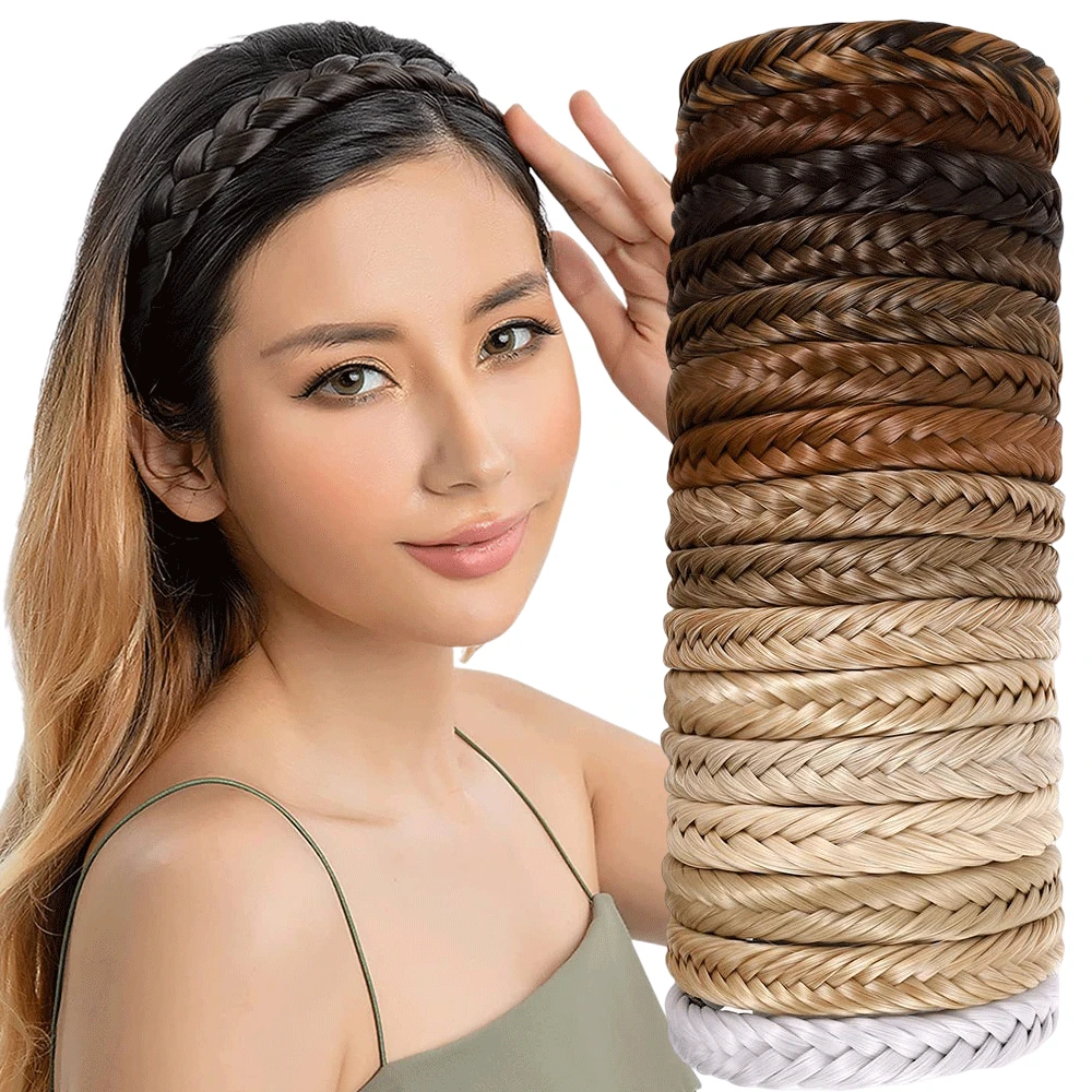 Women Hair Band Fishbone Braid Lazy Wig Twist Braid Headband Hairpin