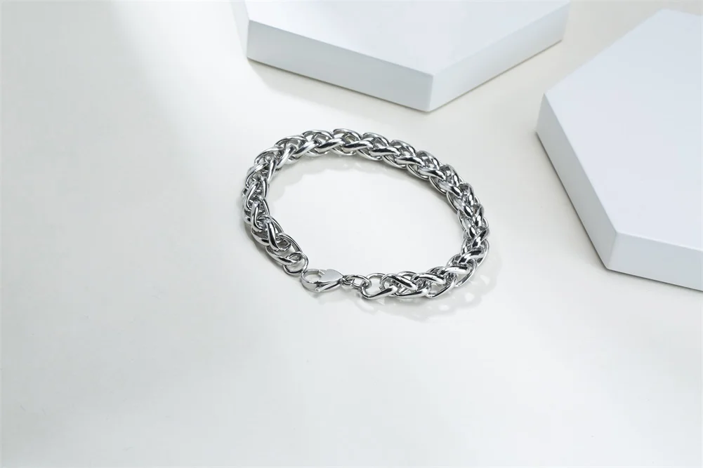 MÄNNER SCHMUCK 3 ZU 8MM BREITE EDELSTAHL WEIZEN KETTE ARMBAND 7,48 ZU 9 ZOLL KARABINERVERSCHLUSS – Detail 16