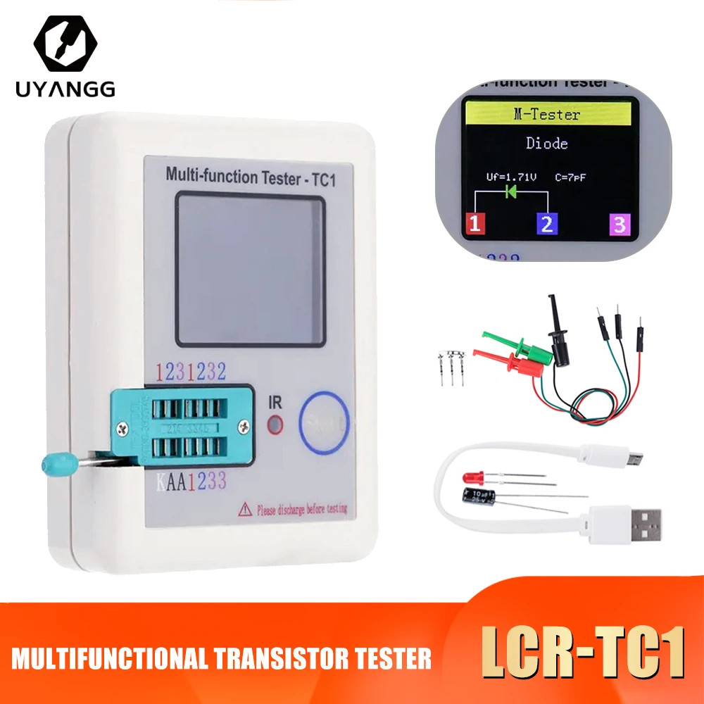

LCR-TC1 Transistor Tester Multimeter Colorful Display Multi-meter For Diode Triode Capacitor Resistor Transistor Detector