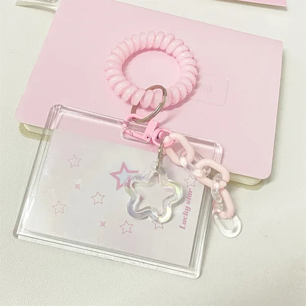 Steve Transparent Acrylic Blue Star Photo Card Holder Student Campus Card ID Holder Keychain Kpop
