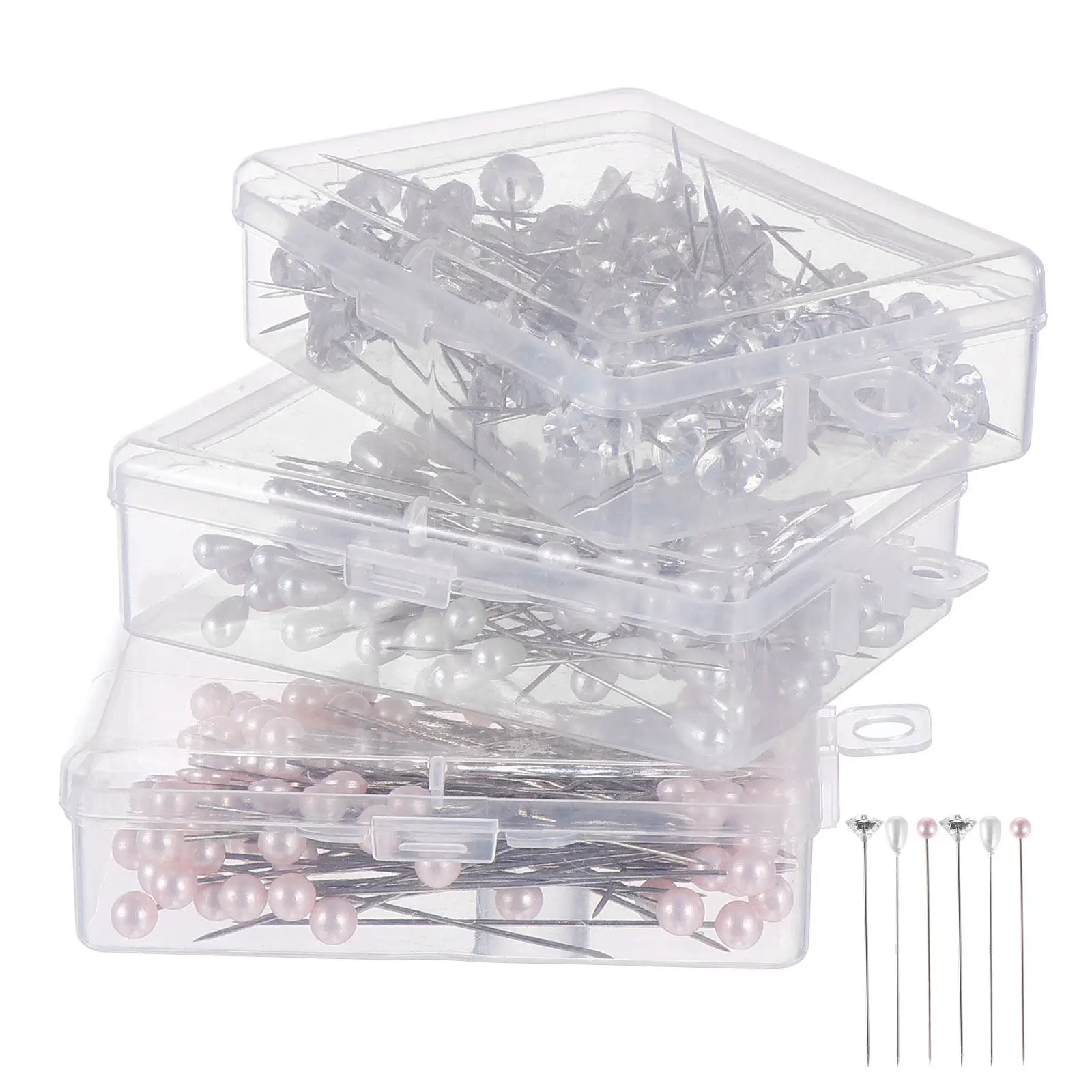 150개 스틸 볼 헤드 바느질 핀, 장 비즈 헤드, 컬러 원단에 쉽게 눈에 띄는 핀, 퀼팅, 재봉, 십자수용