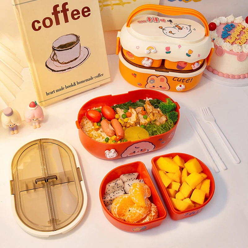 Multi-grid Lunch Box, Microwave Oven Heating Pp Bento Box, Oval Cute  Cartoon Portable Plastic Meal Box, Home Kitchen Supplies For Teenagers And  Workers At School, Classroom, Canteen, Back To School - Temu