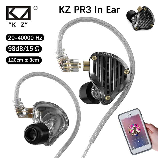 KZ PR3-auriculares intrauditivos con cable, dispositivo de audio con  controlador plano de 13,2 MM, HiFi, Monitor de graves, Deportivos -  AliExpress