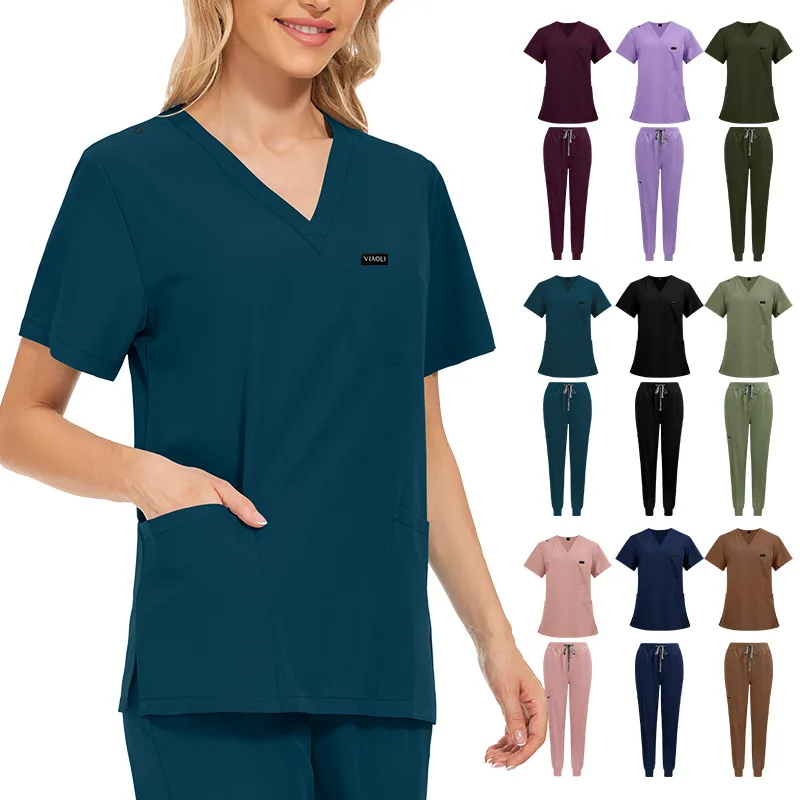 

Short sleeved nurse jogger suits Operating Room Medical Uniform Scrub sets Women's clinic Beauty salon workwear Surgical gowns