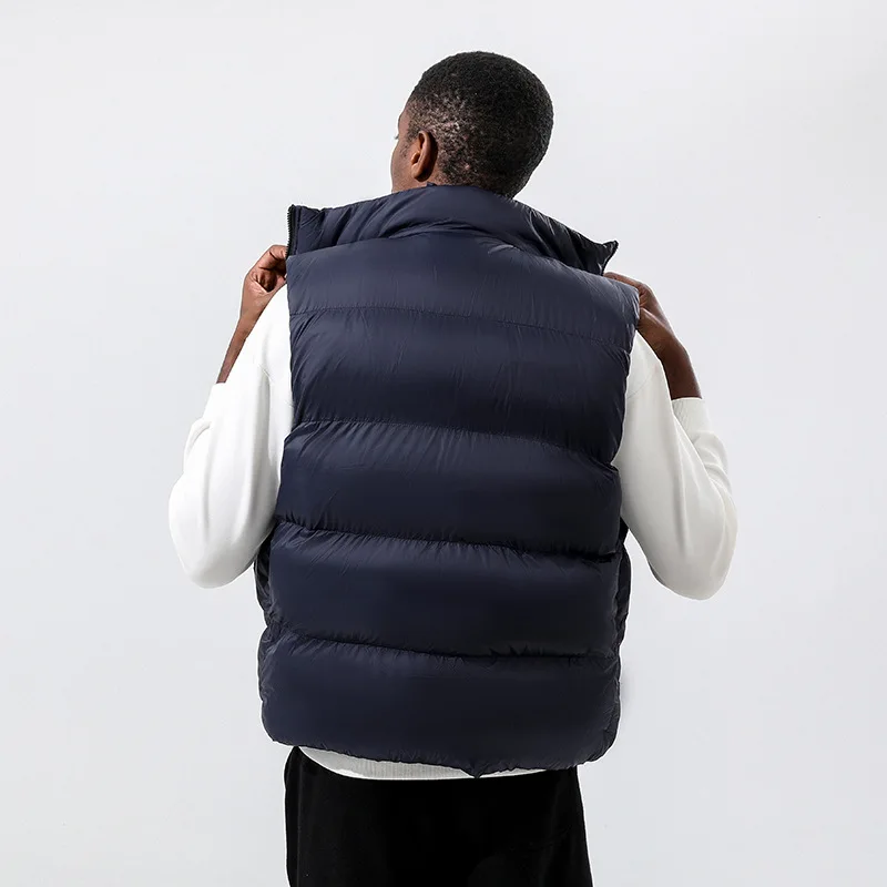Vest Men's Winter Large Stand Collar Casual Warm Bread Jacket Loose Thickened Down Cotton Coat