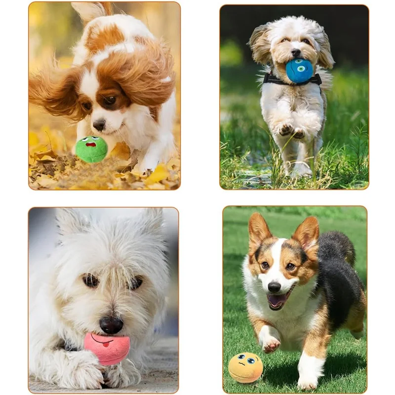8pcs/pack Soft Stuffed Plush Balls with Squeakers Interactive Fetch Play for Puppy Small Medium Pets 6