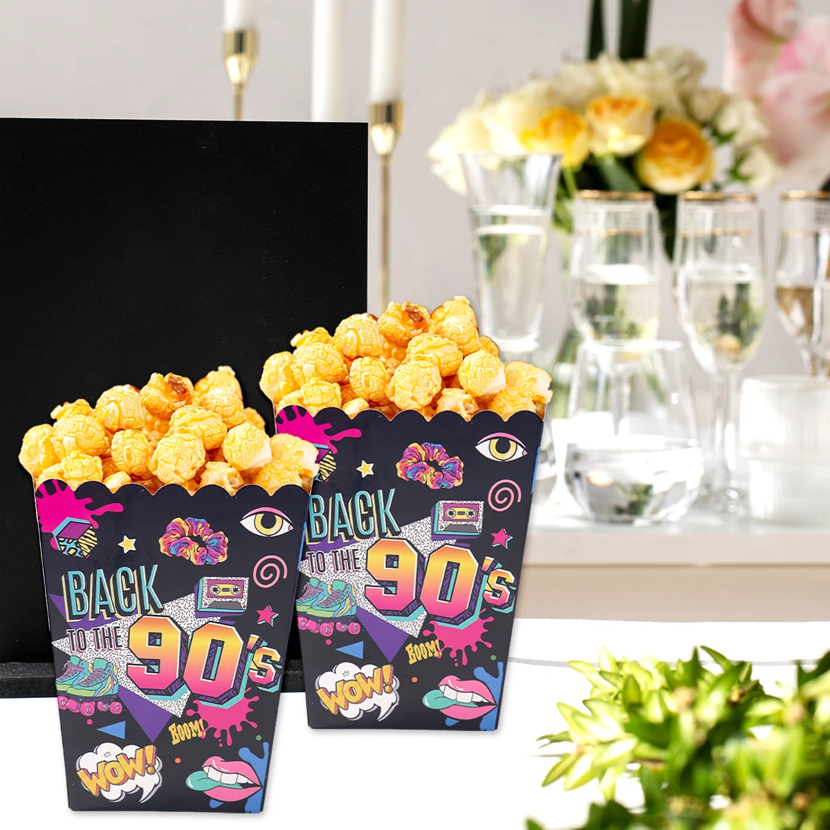80er 90er Papier Popcorn Box Zurück in den 80er 90er Geburtstag Party Dekoration Erwachsene Geburtstag Party Supplies Geschenk Gefälligkeiten Jubiläum – Detail 3