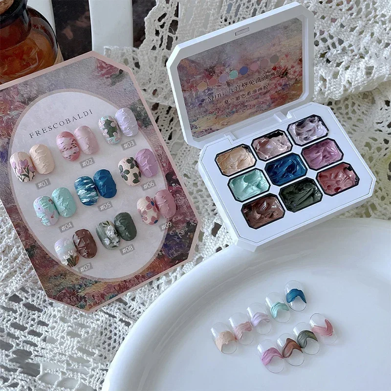 2gx9Colors/Box Nail Drawing Gel 3D Modeling Oil Paint Gel Polish No Wipe Glue Art Design DIY Flowers Painted Carved Nail