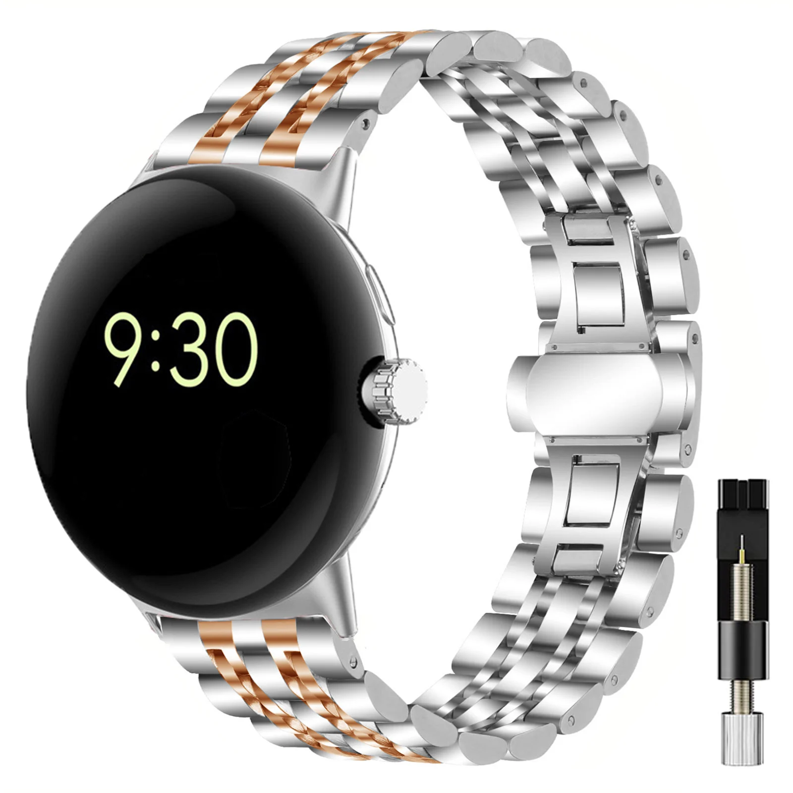 Sleek Adjustable Stainless Steel Metal Watch Strap