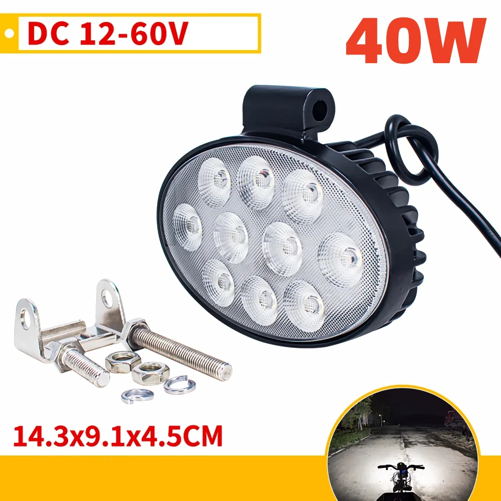 2Pcs LED 지게차 전면 조명 12V - 60V 40W 로더 헤드 라이트 굴삭기 작업 조명 홍수 조명 액세서리 부품 알루미늄 합금