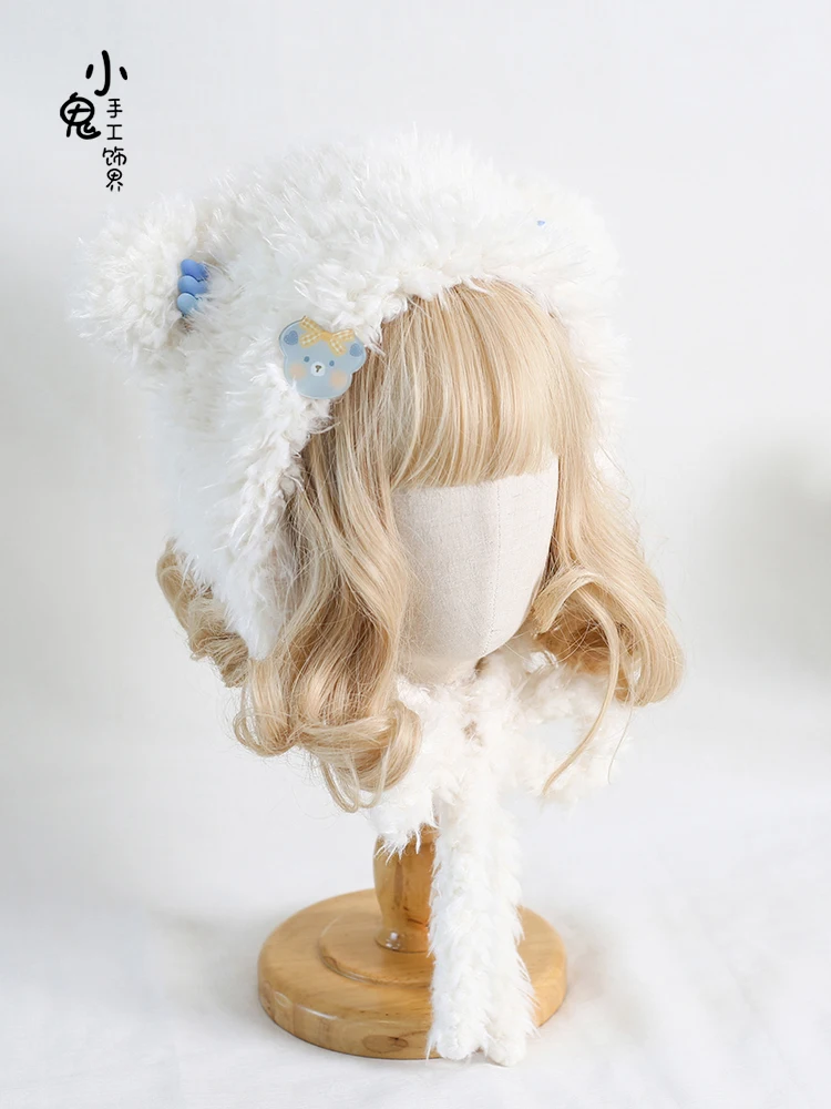 

Original Sweet Cute Bear Ushanka Lolita Bear Ears Earmuffs Hat All-Match Plush Winter Warm Hat