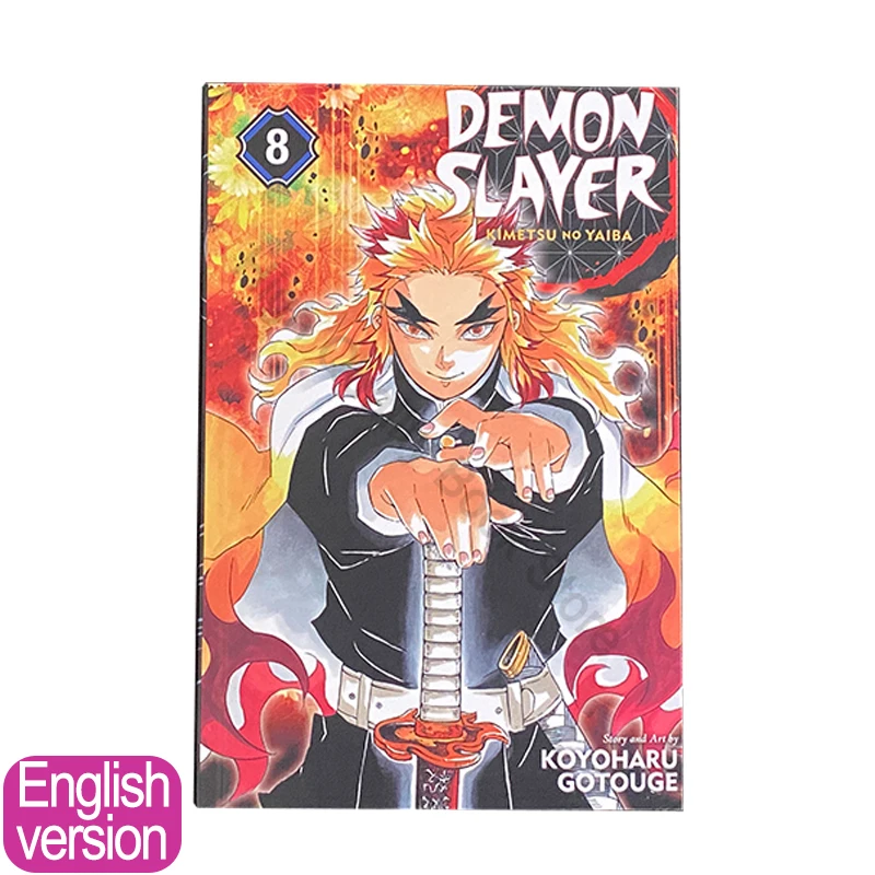 1 livro japonês anime demônio slayer kimetsu não vol 8 juventude mangá livro inglês quadrinhos conjunto livre