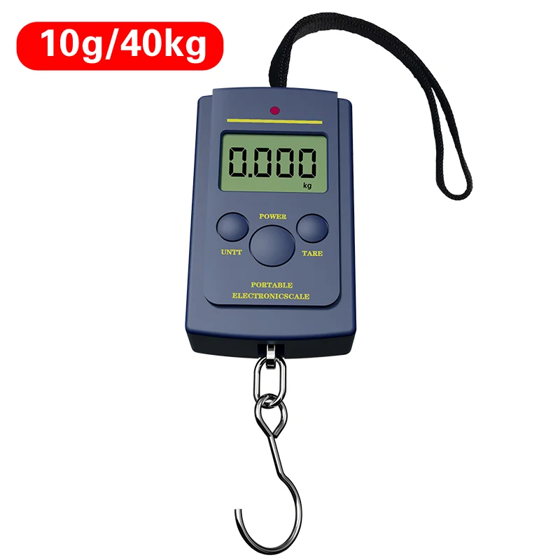 Pèse-Bagages/Crochet Pêche Numérique – 40 Kg Max – Précision 10 G – 4 Unités (kg, Lb, Oz, Jin) – Alimentation AAA - 9
