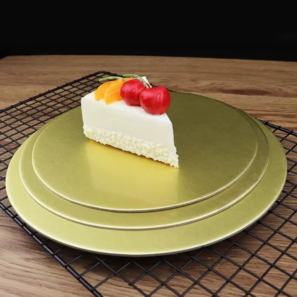 10PCS 6/8/10 Inch Round Cake Board Durable Golden Circle Cake Cardboard Cupcake Base Dessert Tray Cake Decorating Supplies