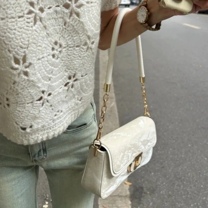JIAERDI White Texture Lock Handbag Women trend Design Patchwork y2k Underarm Bag Ladies Premium Luxury Shoulder Bags New 2025