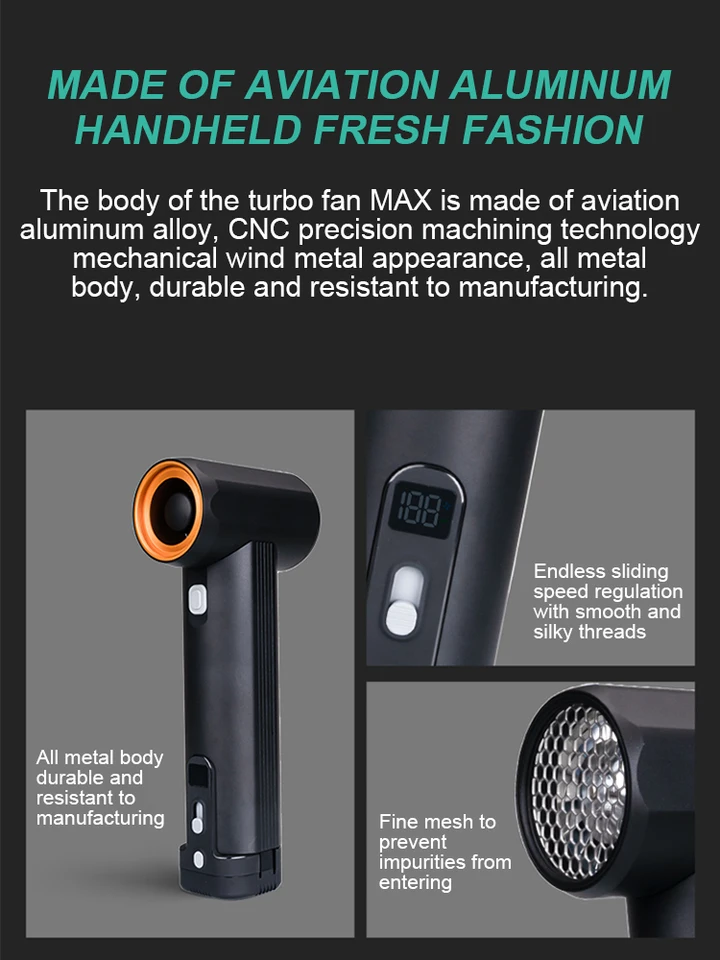 785 ワット超大型ターボファンハンドヘルド暴力ファンターボ風速