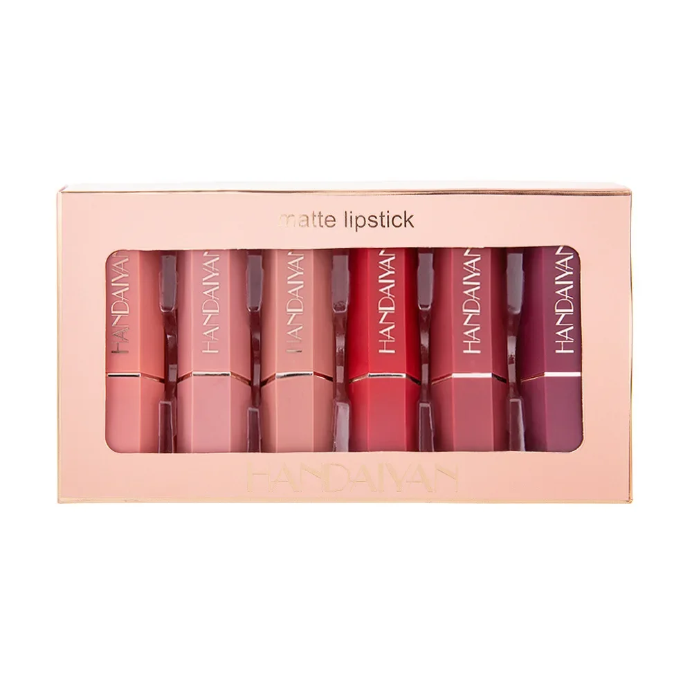 thumbnail image 1 of HANDAIYAN 6 Pcs Lipstick Set Lightweight Matte Color Smooth Texture Waterproof Fashion Lipstick Makeup Set Festival Gift 3.5g*6, 1 of 5