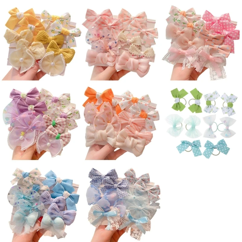 

Sweet Girls Headband Elastic Hair Bow Lace Bow Hairband Floral Bowknot Hair Bands Girl Headwear Ponytail Hair Rope 10PCS