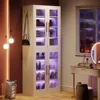 Tall Shoe Storage Cabinet with Acrylic Doors and LED Lights,  Entryway Shoe Organizer Rack with Adjustable Shel 3