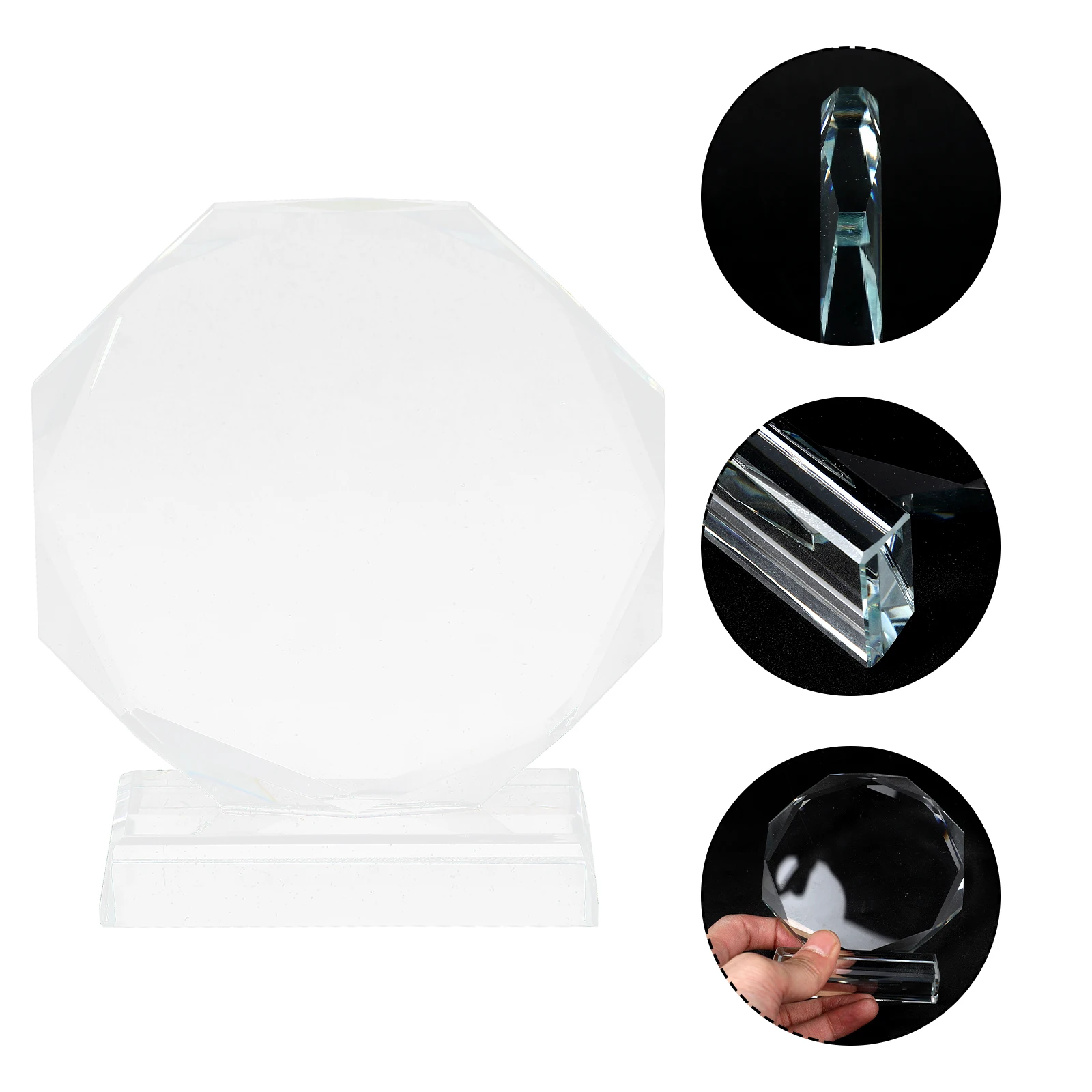 Blank Crystal Trophy Decorative Award Tableop Transparent Delicate Prize Desktop Glass Delicate Prize Trophy Accessories