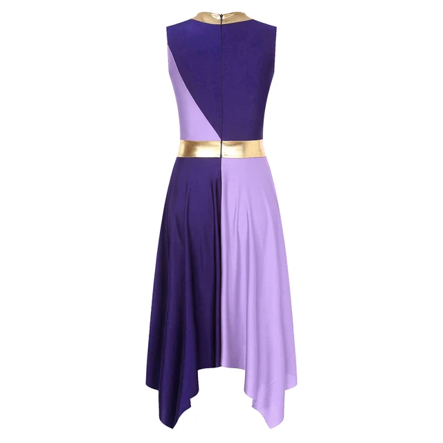 Worship Dance Dress Women's Liturgical Dance Dress - Sleeveless Metallic Color Block Worship Costume Liturgical Praise Lyrical Worship Dance Dress Women's Liturgical Dance Dress - Sleeveless Metallic Color Block Worship Costume Liturgical Praise Lyrical