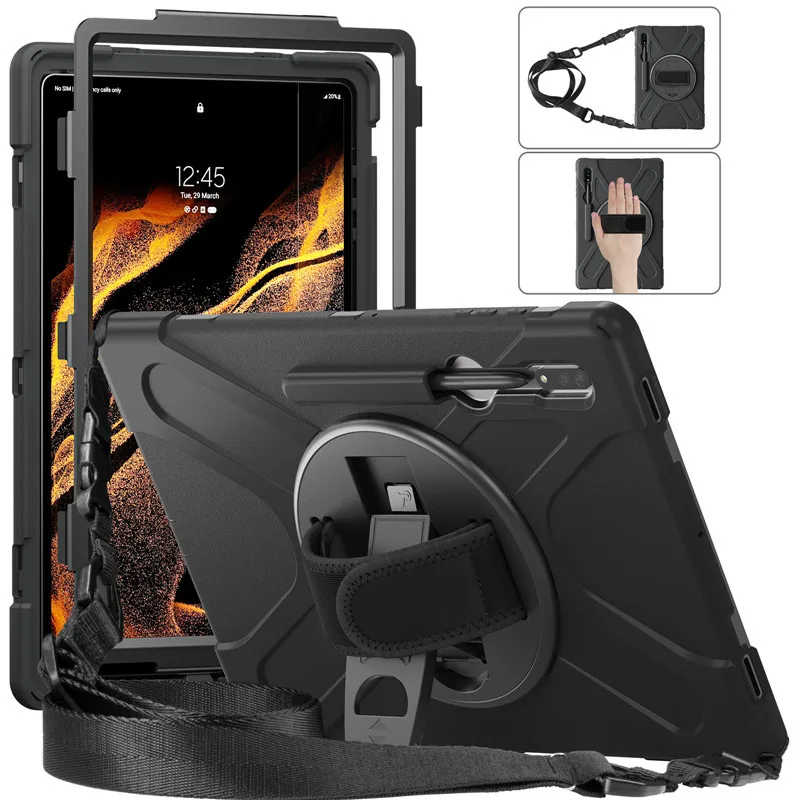 Shockproof Silicone Tablet Suporte Capa Capa para Samsung Galaxy Tab s8 s9 Ultra 14.6 Sm-x900 X906 X910 X916 360 Rotação
