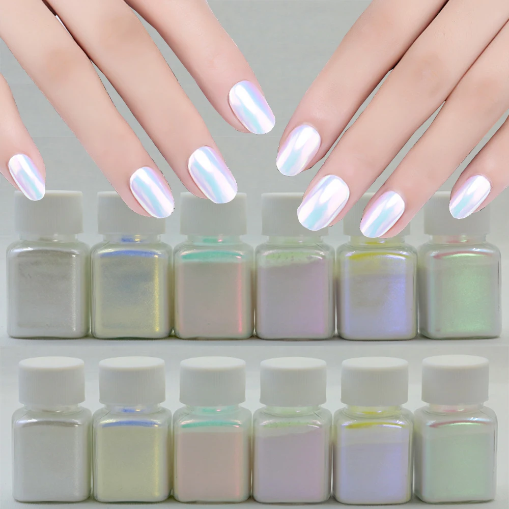 10 G/Scatola Sirena Glitter Chrome Nail Powder Holo Nail Glitter Aurora Pigment Powder Per Unghie Dip Powder Forniture Per Unghie Fai Da Te *-Y-25-