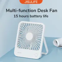 JISULIFE Portable Small Desk Fan Ultra Quiet Table Fan USB Rechargeable  Cooling Fan With 4 Speed Powerful Wind Offices Fan 1