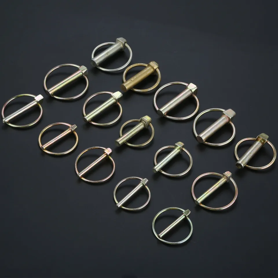4-Pack 25/64" Linch Pin With Ring, 1-3/4" Carbon Steel Lynch
