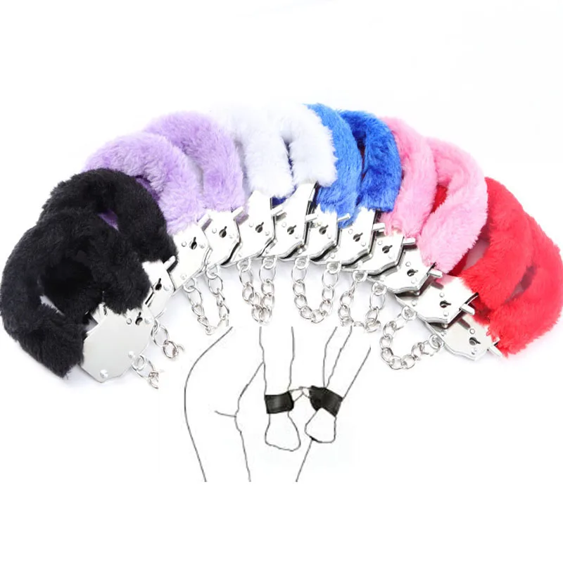 Handcuffs BDSM Sex Toys Bondage Adjustable Metal Plush Handcuff Ankle Cuff Couples Slave Rolepla Games Products Fetish Adult sex toys erotic sex toy sex party toys sex bondage toys