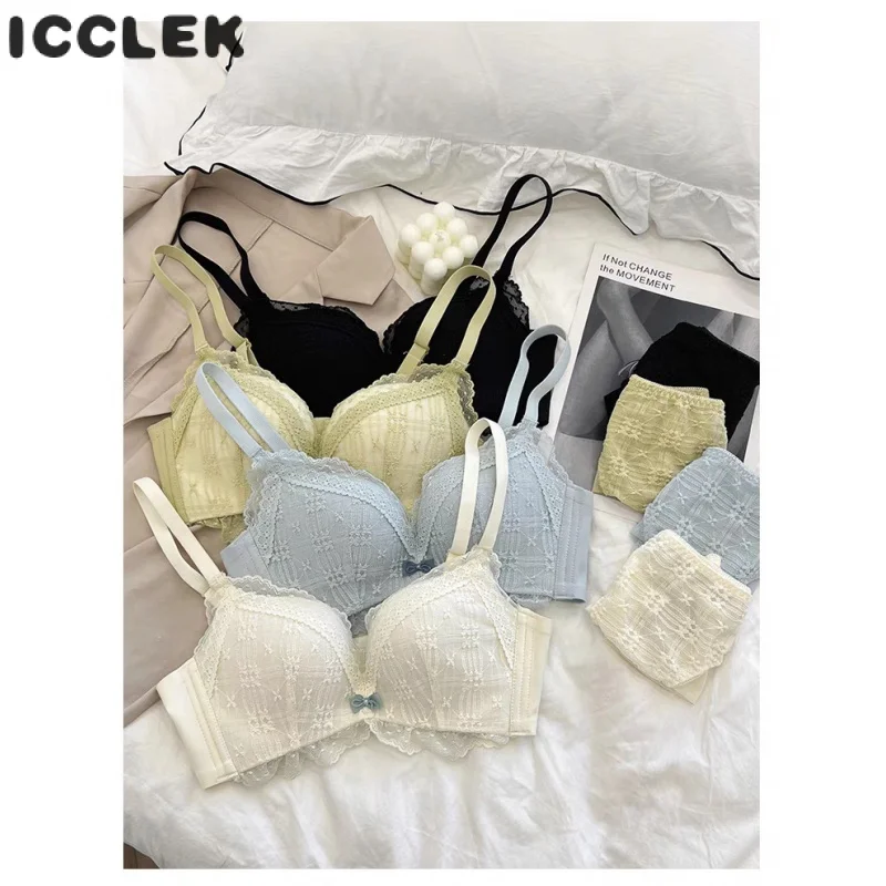 

Original Lace Underwear Women's Small Chest Push up Adjustable Breast Holding Anti-Sagging No Steel Ring Sexy Bra Set