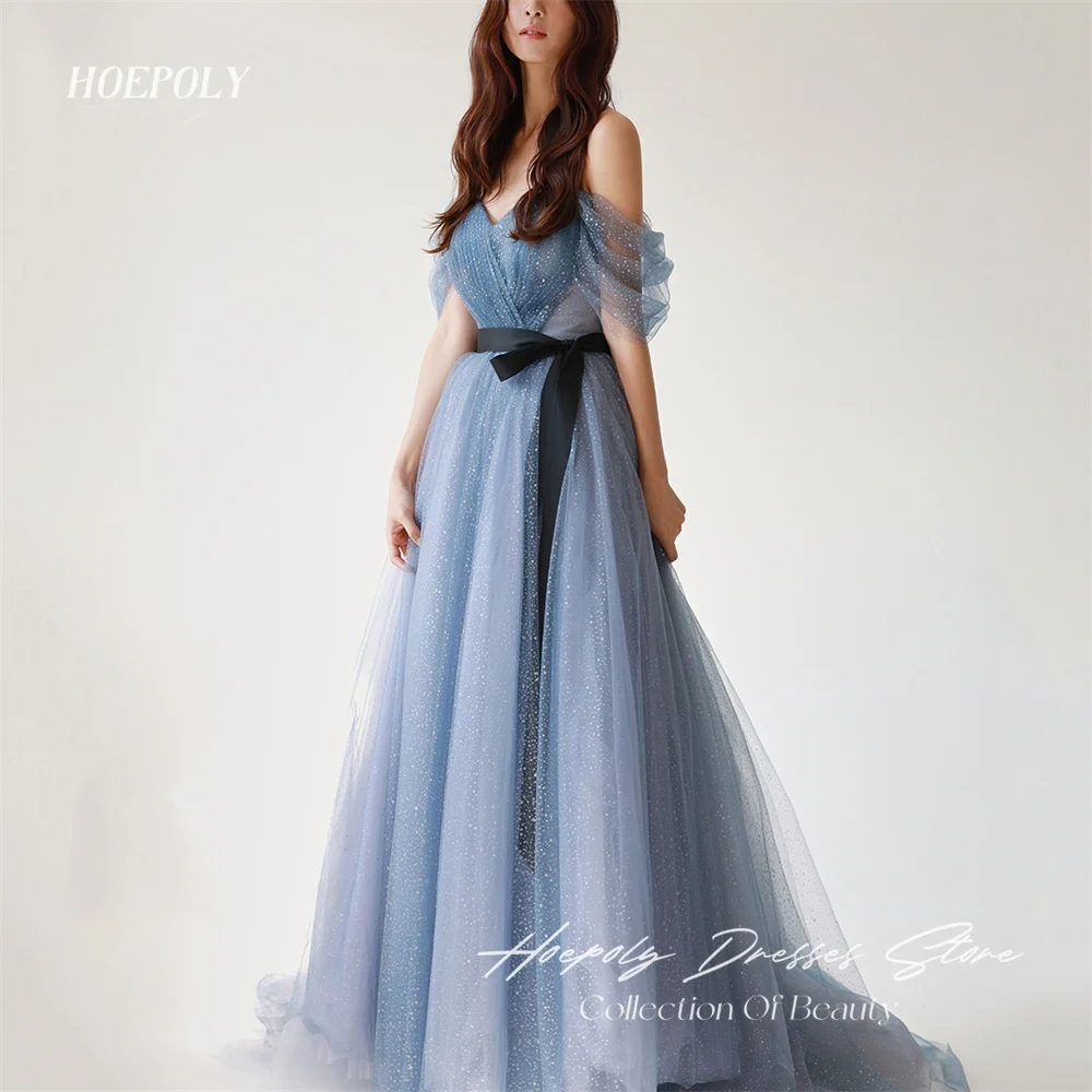 

Hoepoly Luxury Strapless Pleat Sequineds Evening Dress For Woman Summer Style Fashion Simple Classy Party Long Prom Gown New