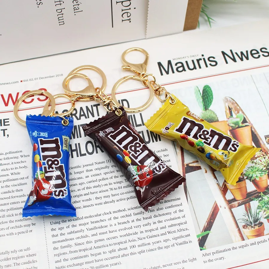 시뮬레이션 M 콩 초콜릿 초콜릿 열쇠 고리 펜던트 미니어처 M 콩 펜던트 크리 에이 티브 음식 및 놀이 용품 선물 장식