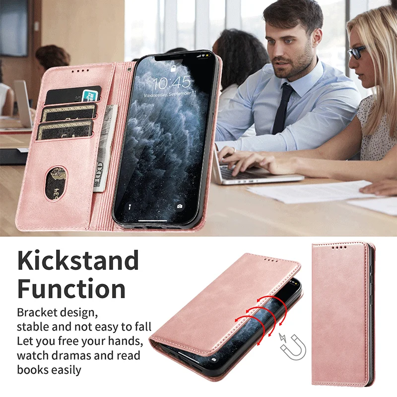 Elegant Magnetic Leather Wallet Phone Case with Card Holder