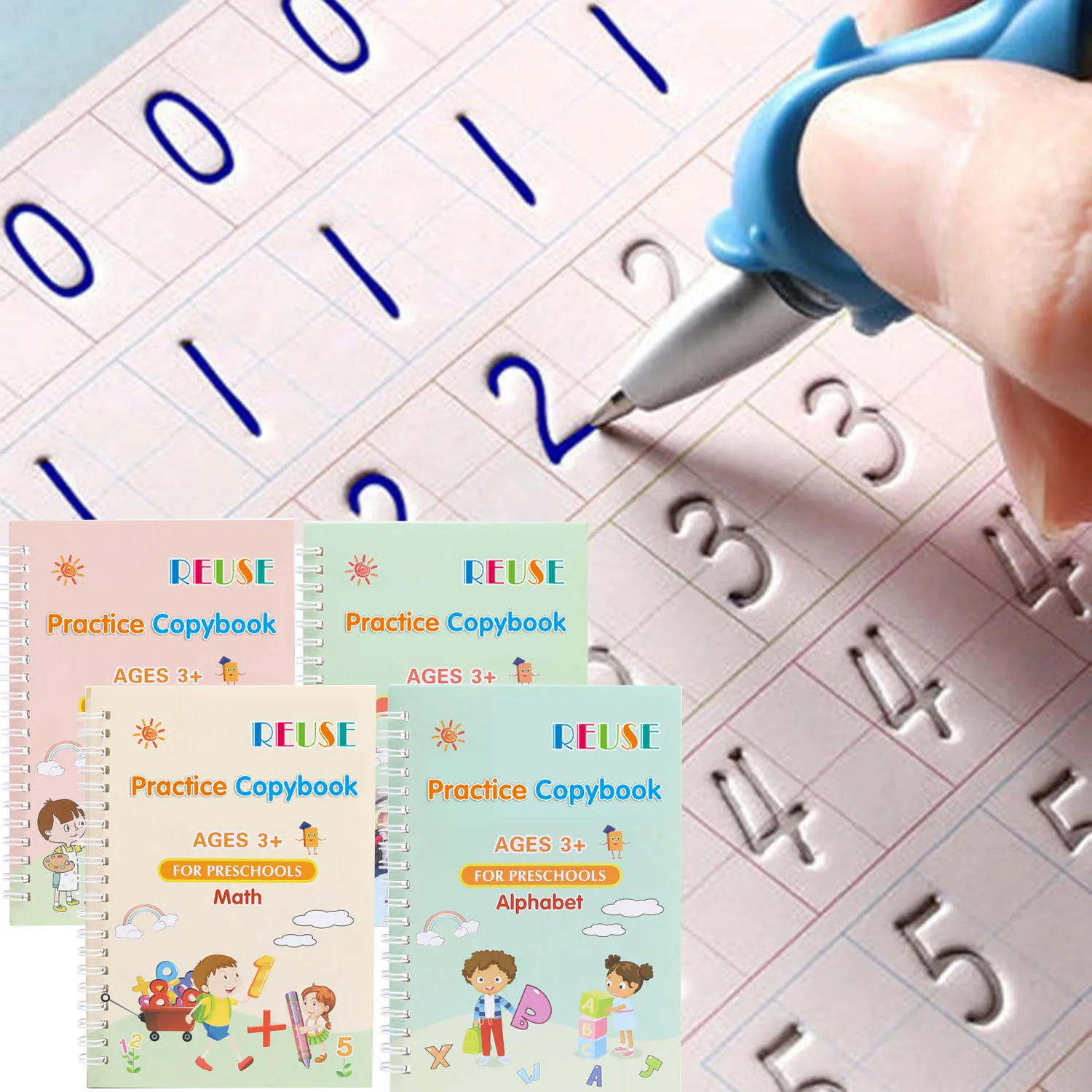 Reusable Magic Copy Book Free Wiping Children Kids Writing Sticker Practice English Copybook Pen For Calligraphy Montessori Gift