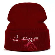 

Lil Peep Embroidered Knitted Cap Love Lil Peep Pullover Cap Woolen Cap Bonnets Wholesale