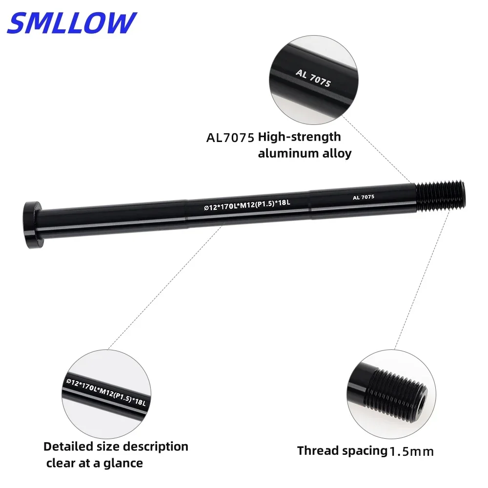Smllow M12 Axle MTB Road Bike Thru Axle 12*142 12*148 12*168 12*175 frame front fork shaft skewer bicycle thru Axle 2