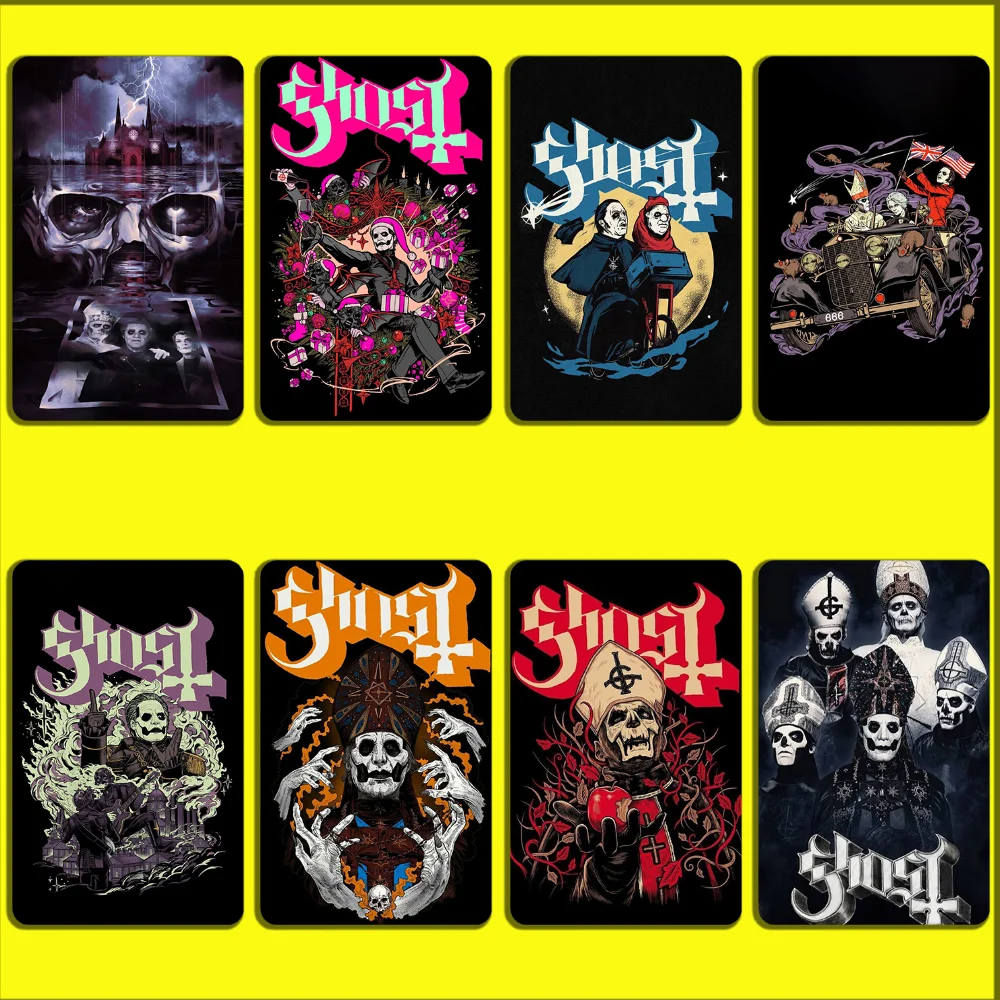 G-Ghost Heavy Metal Band Stickers For Debit Bank Credit Cards Metro Bus Pass Sticker Decoration Cover 4PCS Card Skin