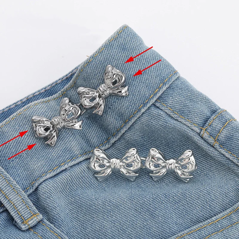 Bowknot Button Adjuster for Pants Skirts Waist Tightener Adjustable Waist Buckle for Jeans No Sewing Required Clothing Supplies 3
